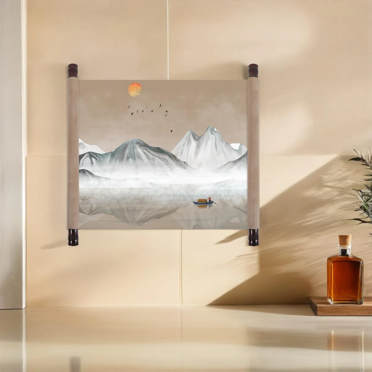 2pezzi Bacchette in Legno per Calligrafia e Pittura con Testa Asta, Accessori per Montaggio Conveniente di Dipinti e Poster, Design Elegante per Uso Domestico