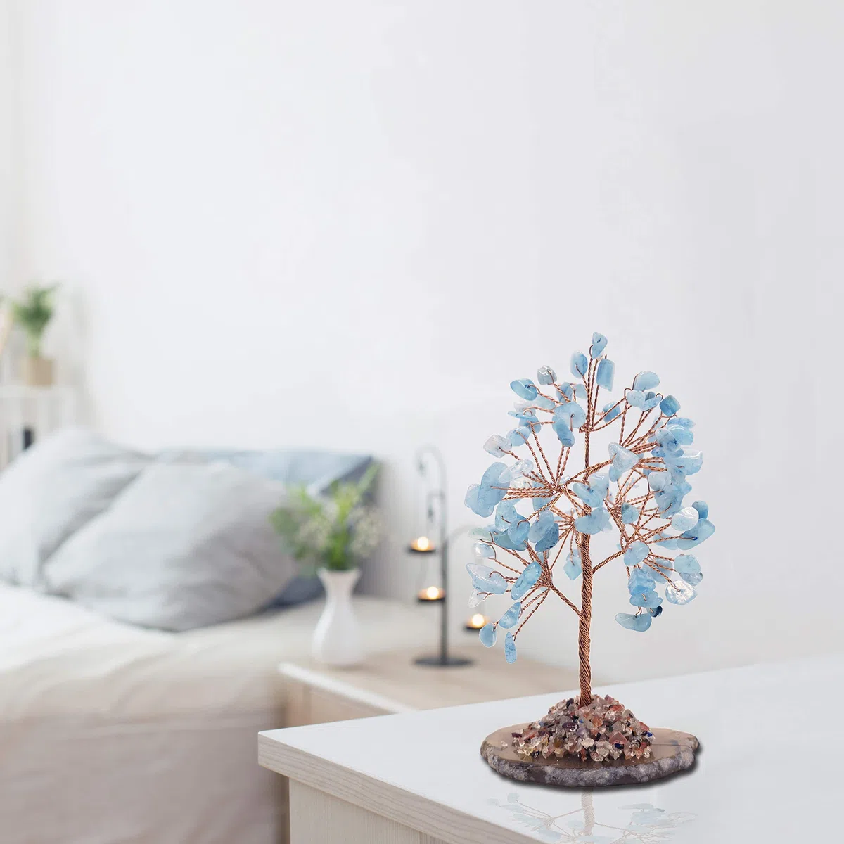 MINA HEAL Albero d'argento di cristallo per la guarigione dei Chakra Feng Shui Fortune Buona Fortuna Ricchezza e prosperità