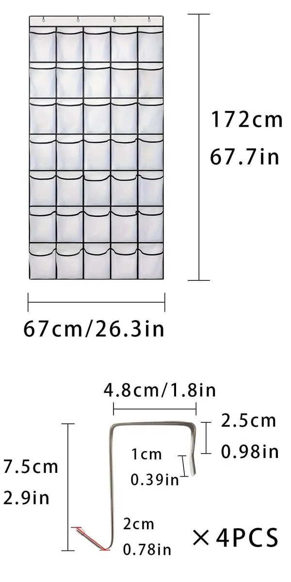 Scarpiera a Sospensione da Porta a 35 Tasche,Organizer Pieghevole da Appendere,Organizer da Porta per Scarpe,organizerdaappendere, organizerperporte, organizer da appendere (Bianco)