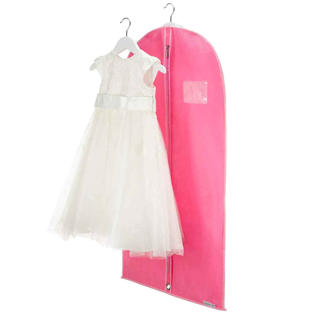 Hangerworld Custodia Porta Abiti 96cm per Bambini in Tessuto Traspirante Rosa con Cerniera Lampo