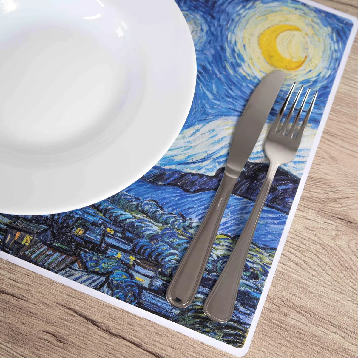 Lupia - Tovagliette americane lavabili XXL, set da 4 pezzi in PVC rettangolari 28,5x43 cm, decorate tema NOTTE STELLATA, colazione pranzo cena, da tavola, cucina, bar pizzeria pub birreria ristorante