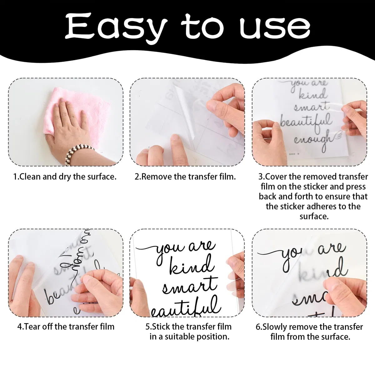 Adesivo da Parete per Specchio da Bagno, con Scritta You Are Kind Smart Beautiful Enough, Adesivo da Parete a Specchio per Bagno, Camera da Letto, affermazioni, per Ragazze e Adolescenti