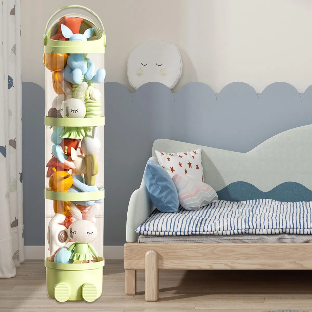 Generico Porta Peluche Organizer a Tubo - Tubo di Deposito Verticale per Giocattoli da 162 cm,Porta Bambole a 4 Strati per Soggiorno, Camera da Letto e Sala Giochi