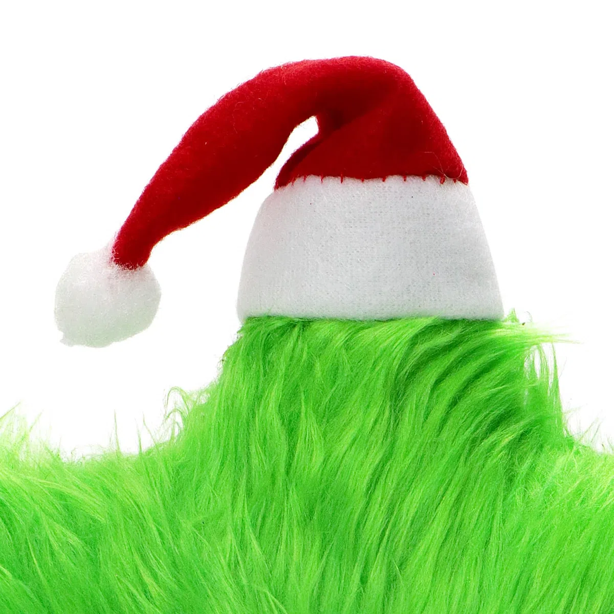 Puntale per albero di Natale in peluche, 19 cm, con mini cappello di Natale, verde