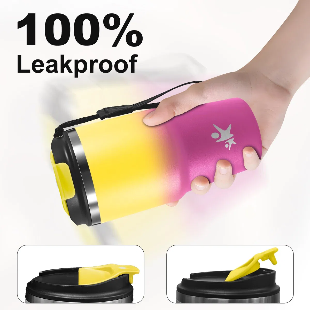 KollyKolla Termo 600ml, Termo in Acciaio Inossidabile con Doppia Pared Aislante, Riutilizzabile, Privo di BPA, Tazza Termica Portatile a Doppia Pared con Coperchio, per Ciclismo, Ufficio, Caffè