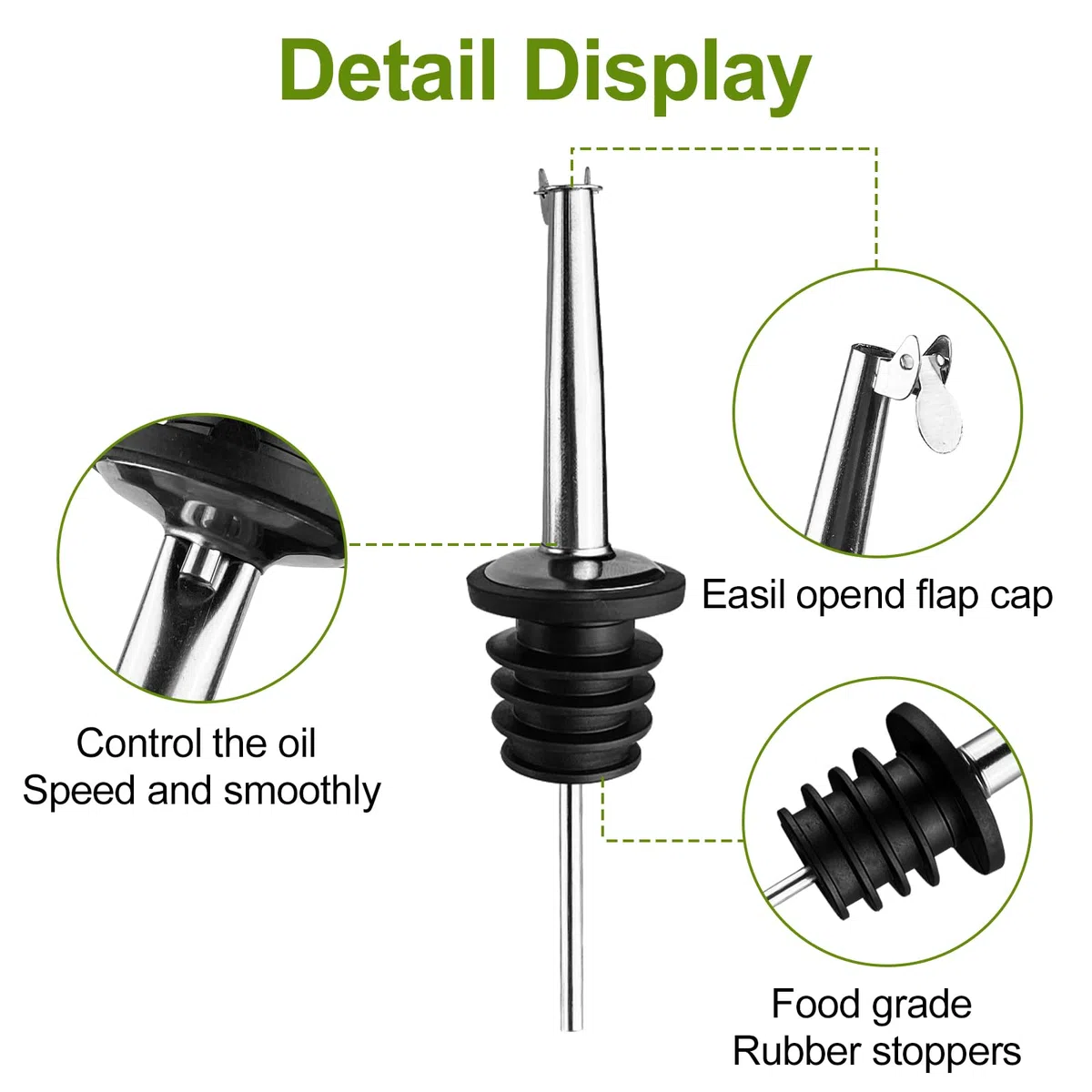 Gvolatee 2PCS oliera salvagoccia 500ml, dispenser olio d'Oliva e Aceto con beccuccio, Imbuto in Acciaio Inossidabile, etichette, dosatore Trasparente bottiglie vetro per Cucina, BBQ, insalate