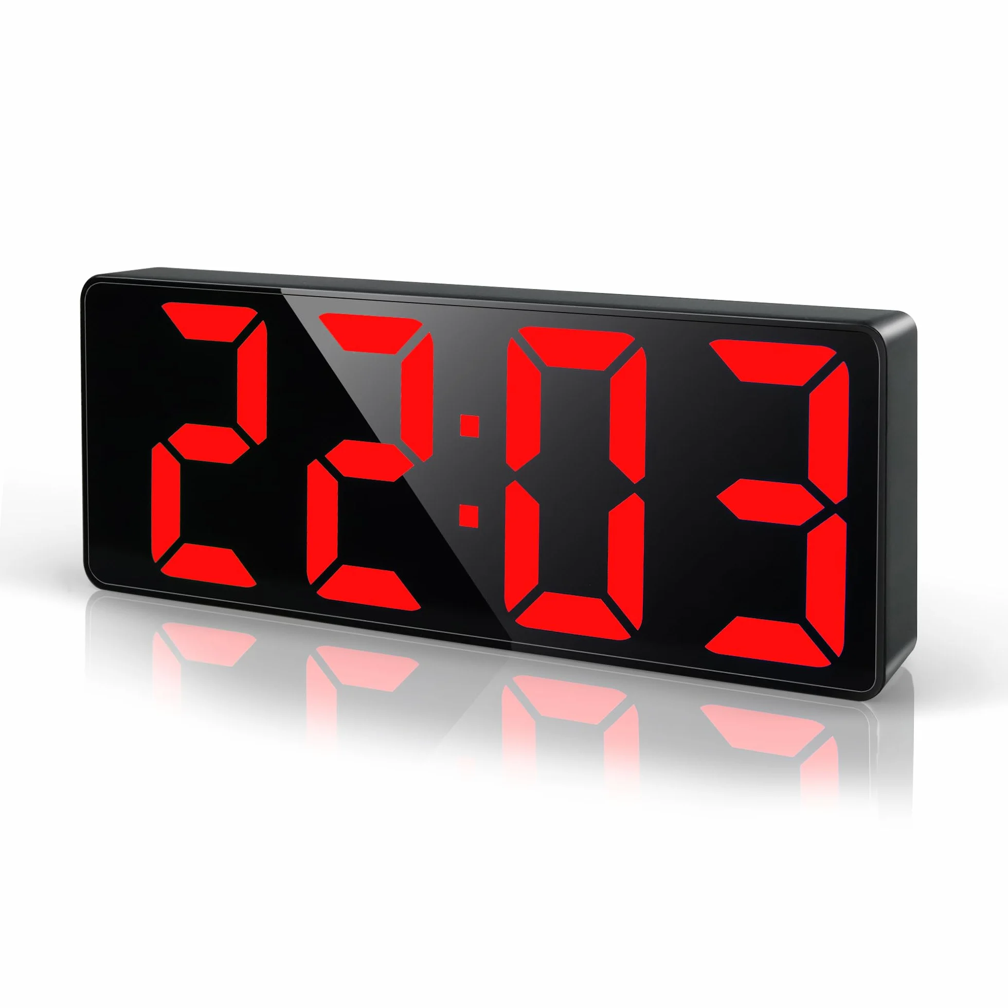 Lafocuse Sveglia Digitale da Comodino 6.7" LED Display, Orologio Digitale da Tavolo con Allarme, Snooze, Luminosità Regolabile, Temperatura, Datario, Sveglia Elettrica per Camera da Letto, Rosso