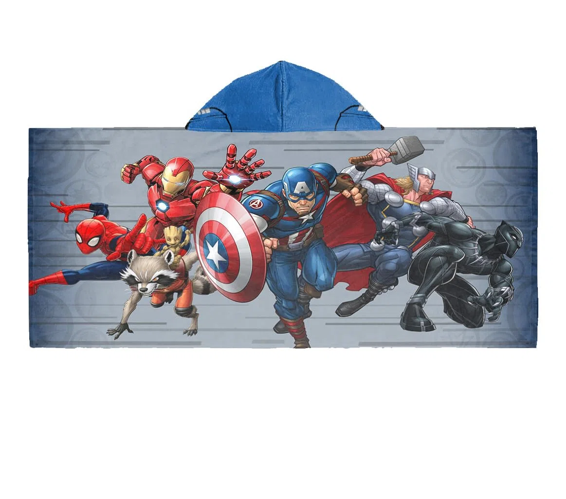 Jay Franco Avengers Creeper – Poncho Telo Avvolgente con Cappuccio 56 x 130 cm, 100% Cotone, per Bambini