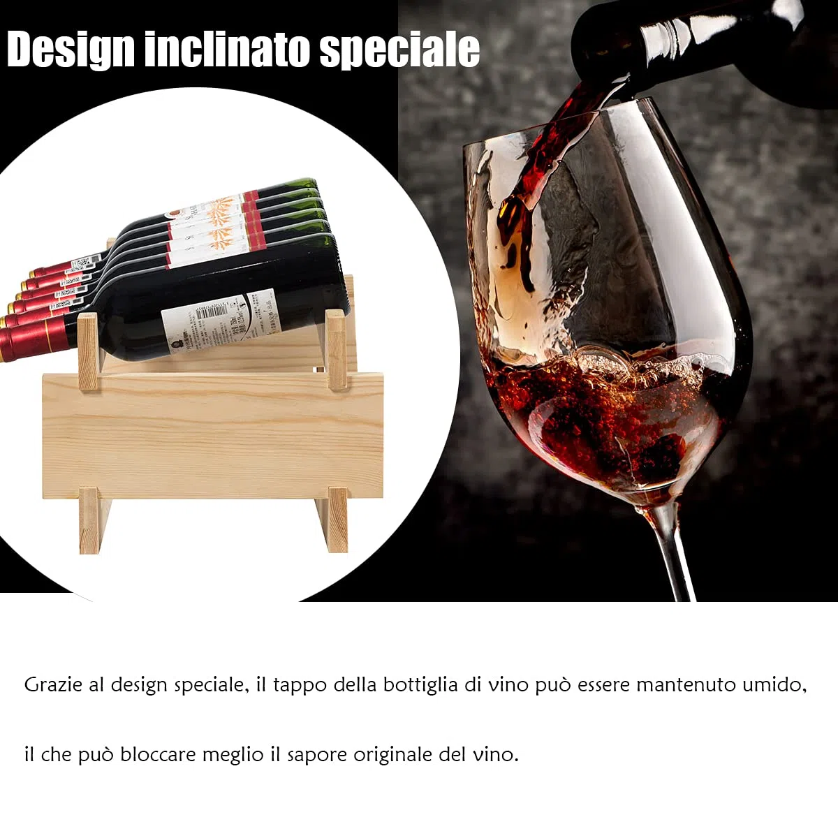 RELAX4LIFE Portabottiglie Vino per 36/72/108 Bottiglie in Legno, Cantinetta a 6/9 Livelli, Ripiani Impilabili con Montaggio a Incastro, Scaffale Salvaspazio,Vintage, per Cucina, Bar (36 Bottiglie)