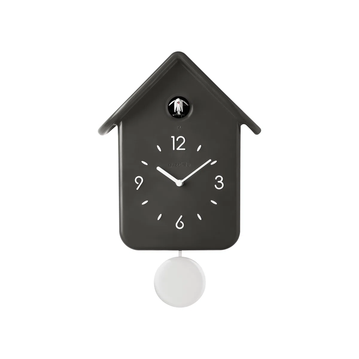 Guzzini - QQ Premium - Orologio da Parete con Pendolo - Nero Carbone, 24,8 x 12 x h39 cm - 168650209