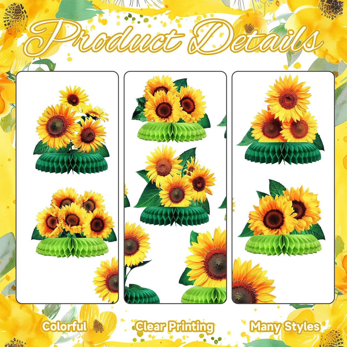 8 Pezzi Centro Tavola A Nido D’Ape A Tema Girasole Decorazioni per Feste Accessori Girasole Decorativi Addobbi per Tavolo Festa Girasole