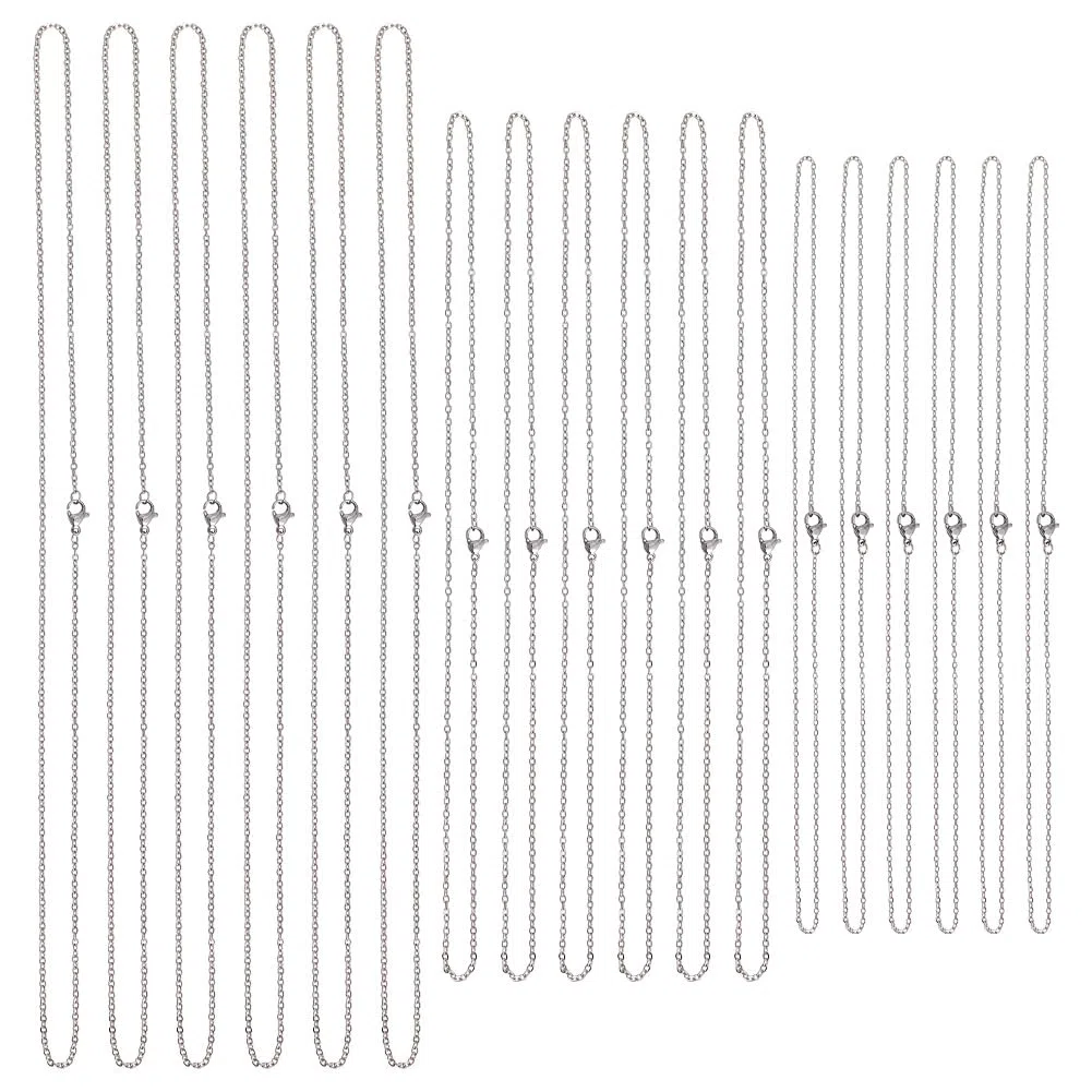NBEADS 30 pz 304 Catene in Acciaio Inossidabile, 3 Stili Collana con Catena per Creazione di Gioielli Collana in Argento con Catena Portacavi Set per Creazione di Collane con Perline, 45~60cm
