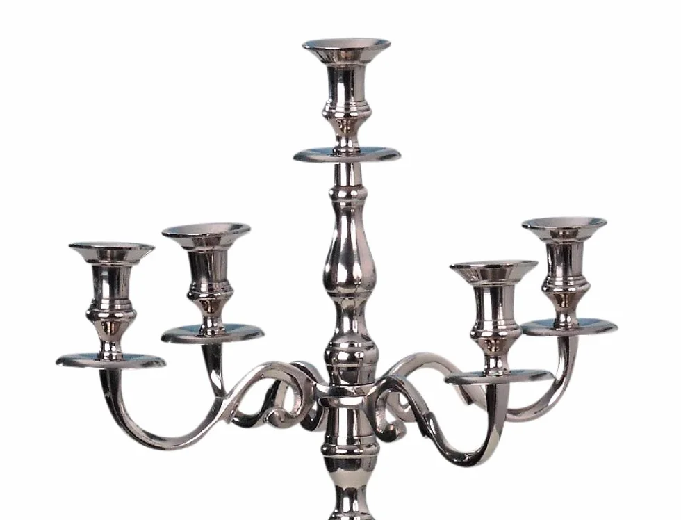 Candelabro a 5 rami argentato Altezza candelabro 100 cm