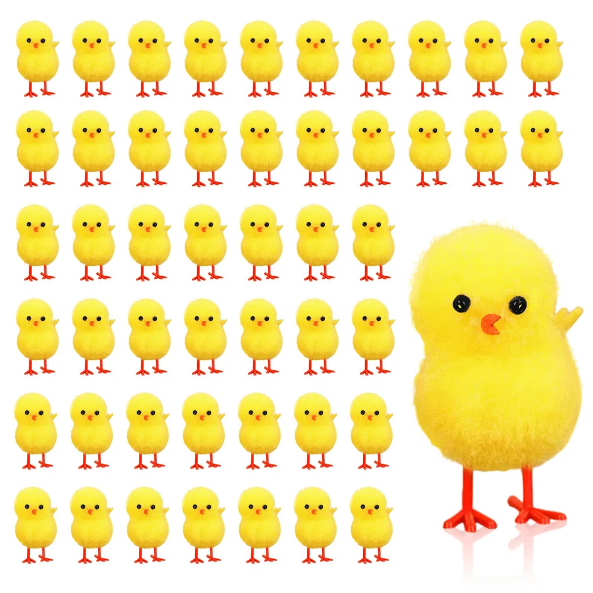 48 Pezzi Pasqua Mini Pulcini, Mini Pulcini Pasquali Soffici, Decorazione Cappello Uova di Pasqua, Fai da Te Arti e Mestieri Festa Decorazione (Giallo)