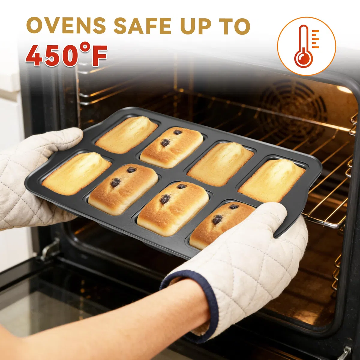 8 Mini loaf Pans Loaf Tin Cake Pan Non Stick Carbon Steel Baking Pan for Oven Baking,Grey (1 Set)