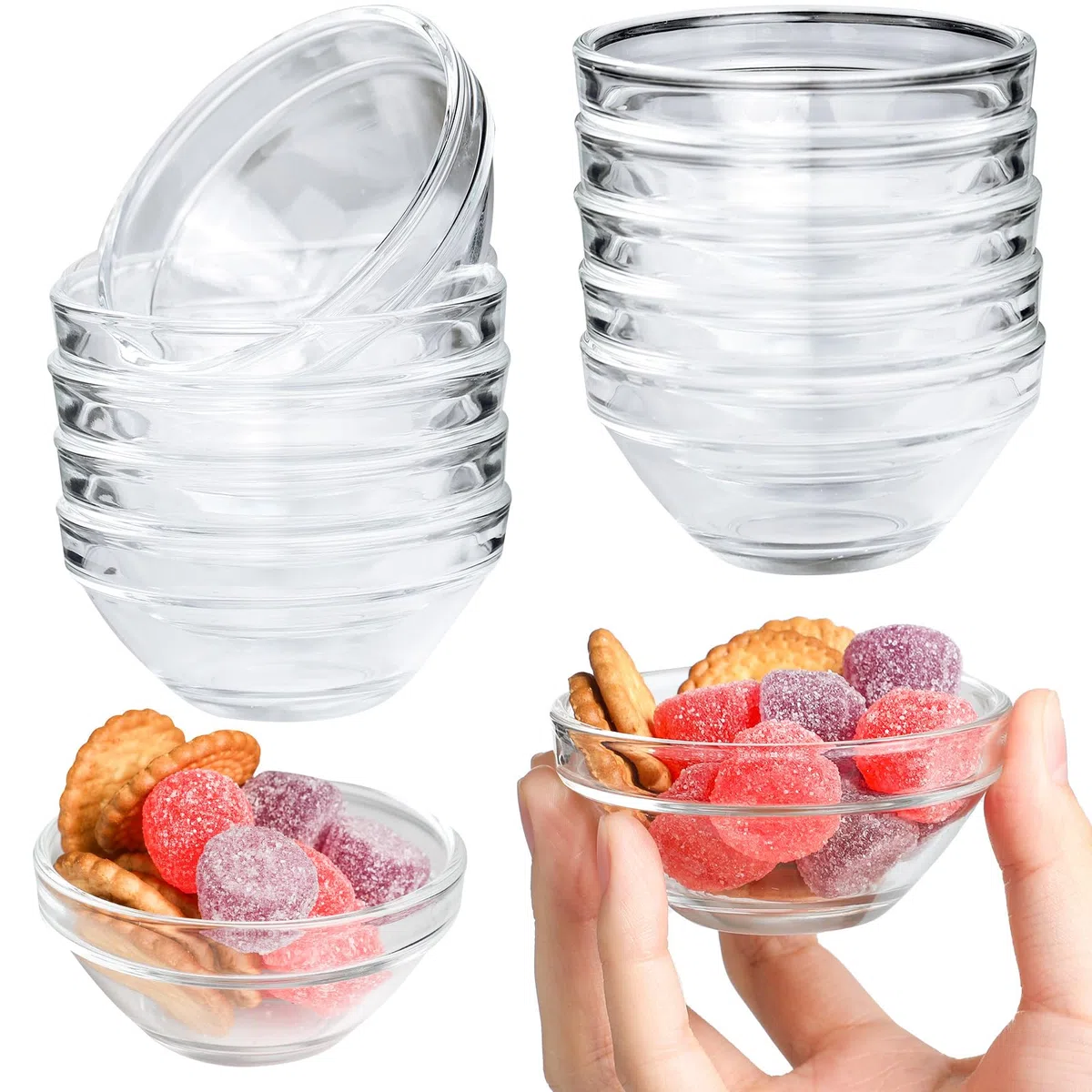 10 Pezzi Ciotole in Vetro Dessert Ciotole Vetro Piccole 75 ml Mini Ciotoline per Salse Piccole Piatto per Salsa Di Soia Da Immersione Ingredienti da CucinaTapas Dessert