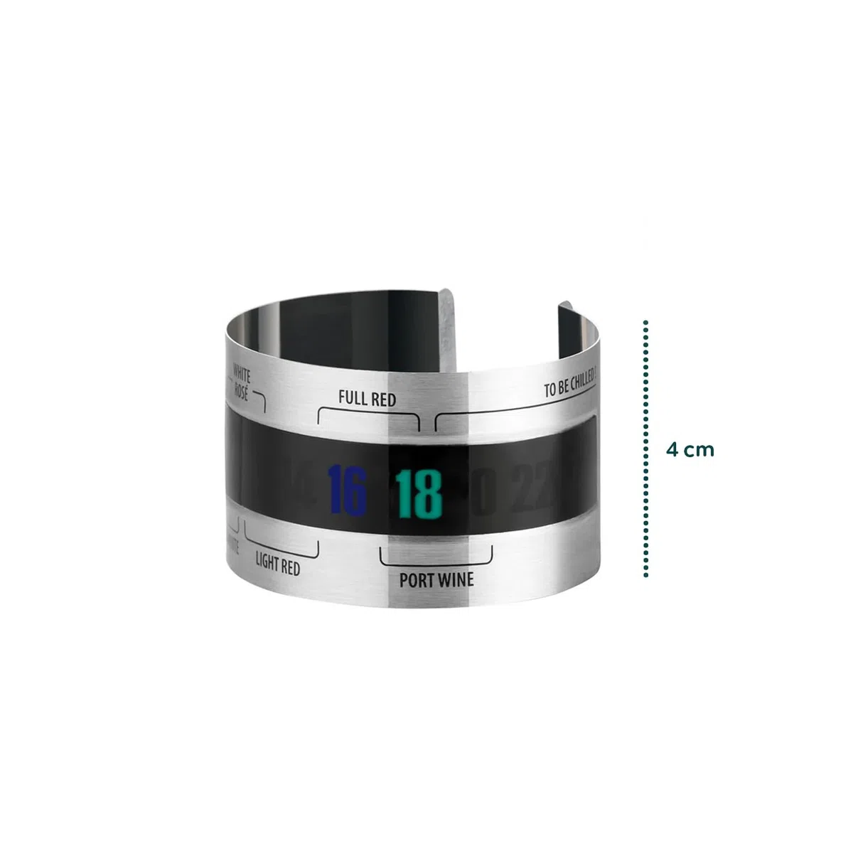 Avilia Termometro ad Anello 4cm per Vino in Acciaio Inox - Diametro Flessibile che si Adatta a Tutte le Bottiglie - Temperatura in Gradi Centigradi Visibile in 35/40secondi - Ideale come Regalo