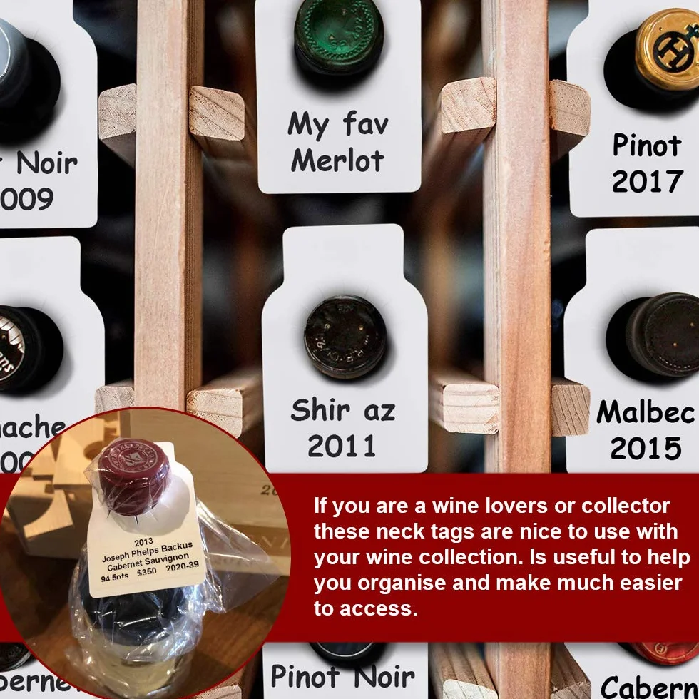 200 Pezzi Etichette di Vino Etichettatrice per Bottiglie Vino in PVC Etichette Vino Eleganti Diametro 28 mm Etichette per Cantina/Appassionato di Vino/Collezionista (89 * 57 mm)