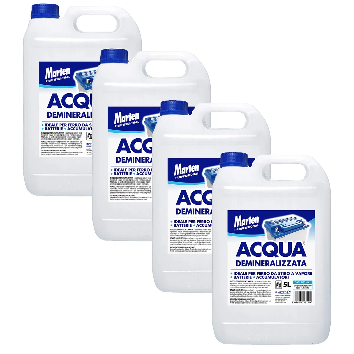Acqua DEMINERALIZZATA per BATTERIE ACCUMULATORI E Ferri da Stiro da 4X5LT 20LT