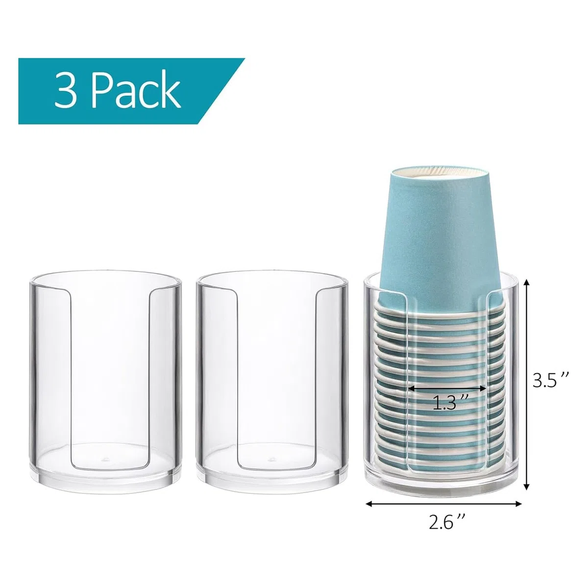 Dispenser per Tazze da Bagno da 3 Pezzi, Portabicchieri per Collutorio da 3 Oz, da Appoggio, Piccoli Portabicchieri di Carta USA e Getta in Plastica Durevoli