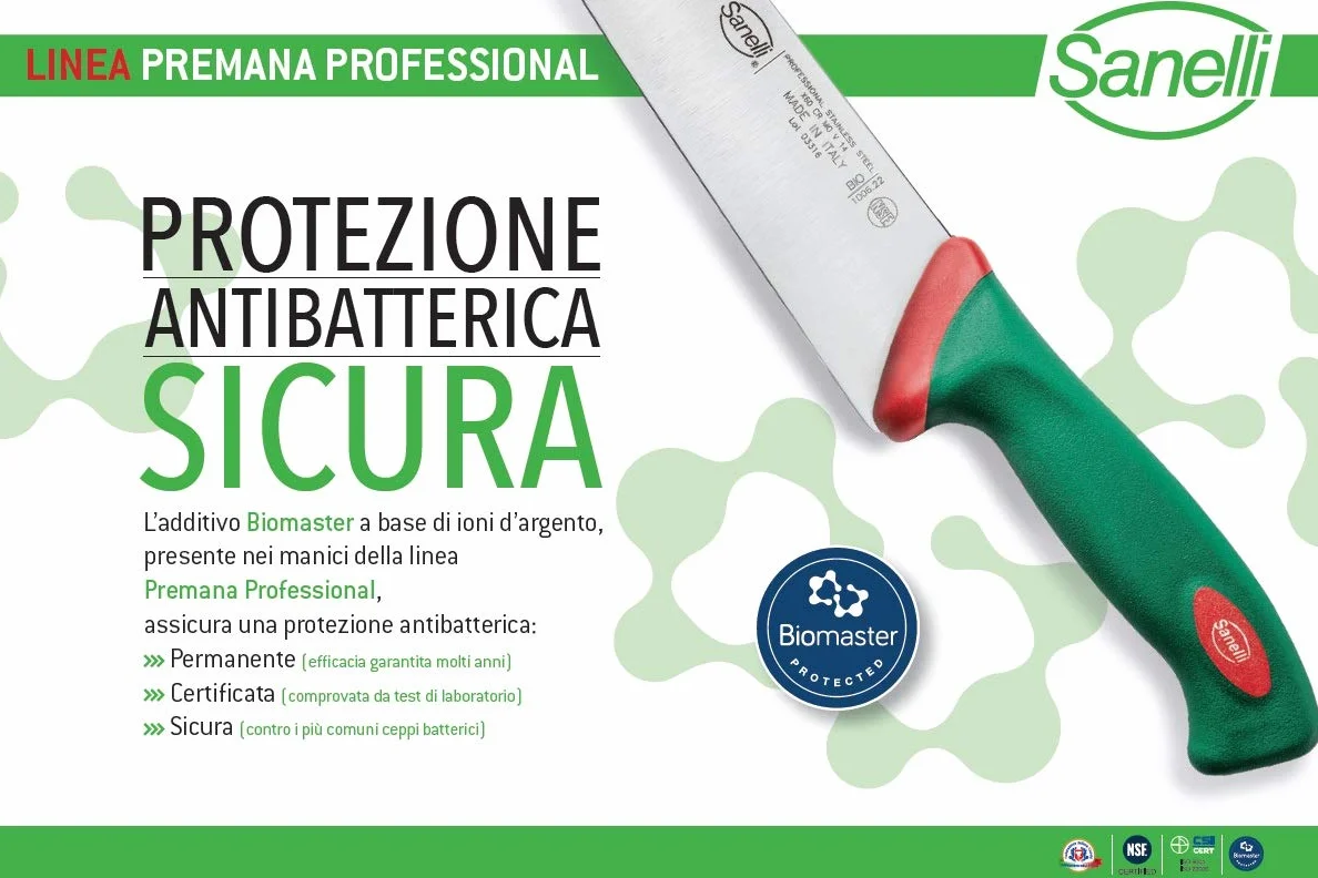 Sanelli Premana Professional Coltello Pomodoro, Acciaio Inossidabile, Verde/Rosso, 23 x 1.5 x 2.5 cm