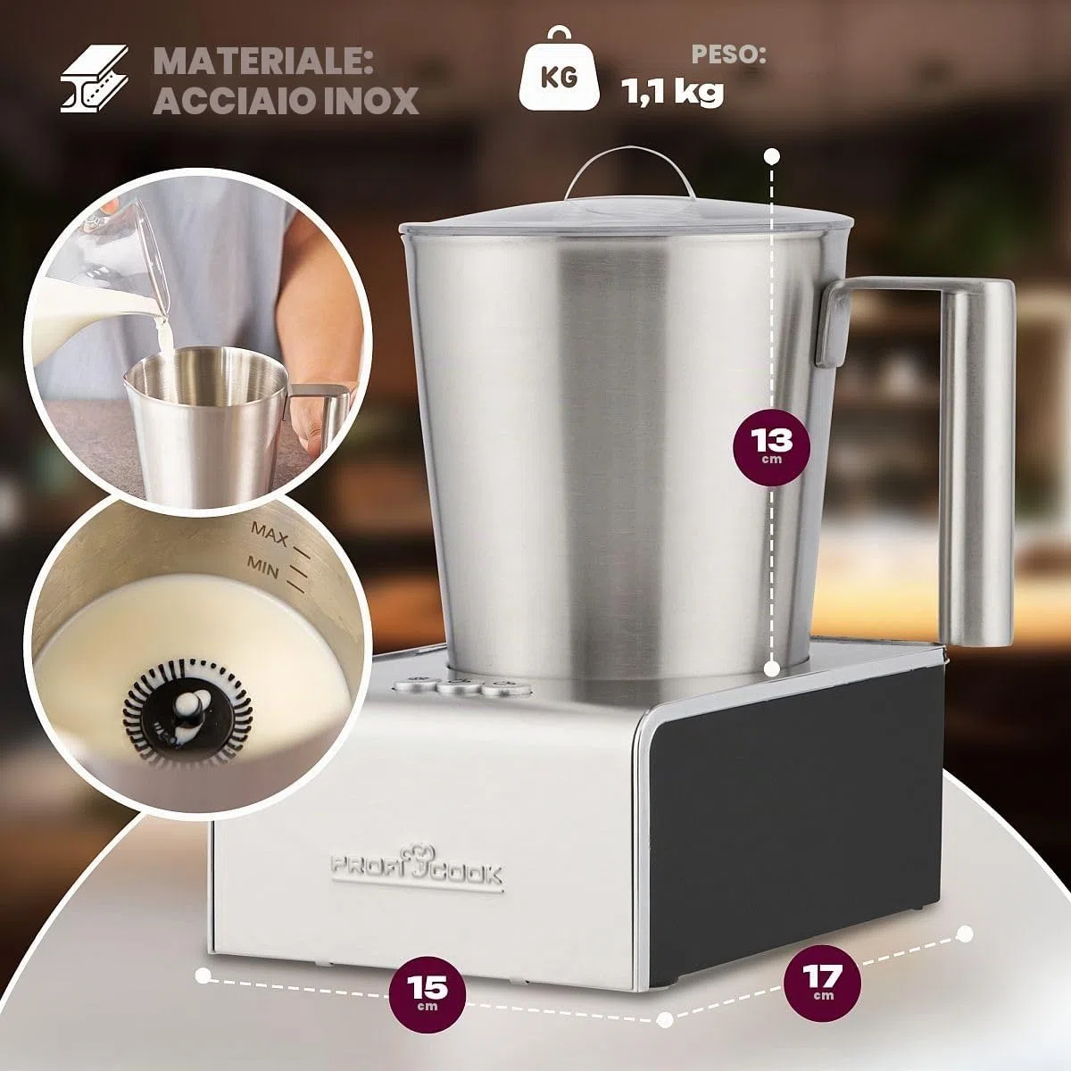 Proficook PC-MS 1032 Schiumalatte in Acciaio