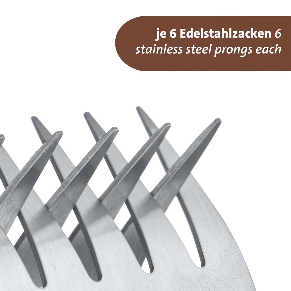 Westmark Artigli per carne – artigli per strappare e sminuzzare la carne, ideali per il pulled pork, pratico accessorio da cucina, barbecue e girarrosto – acciaio inox, 2 pz.
