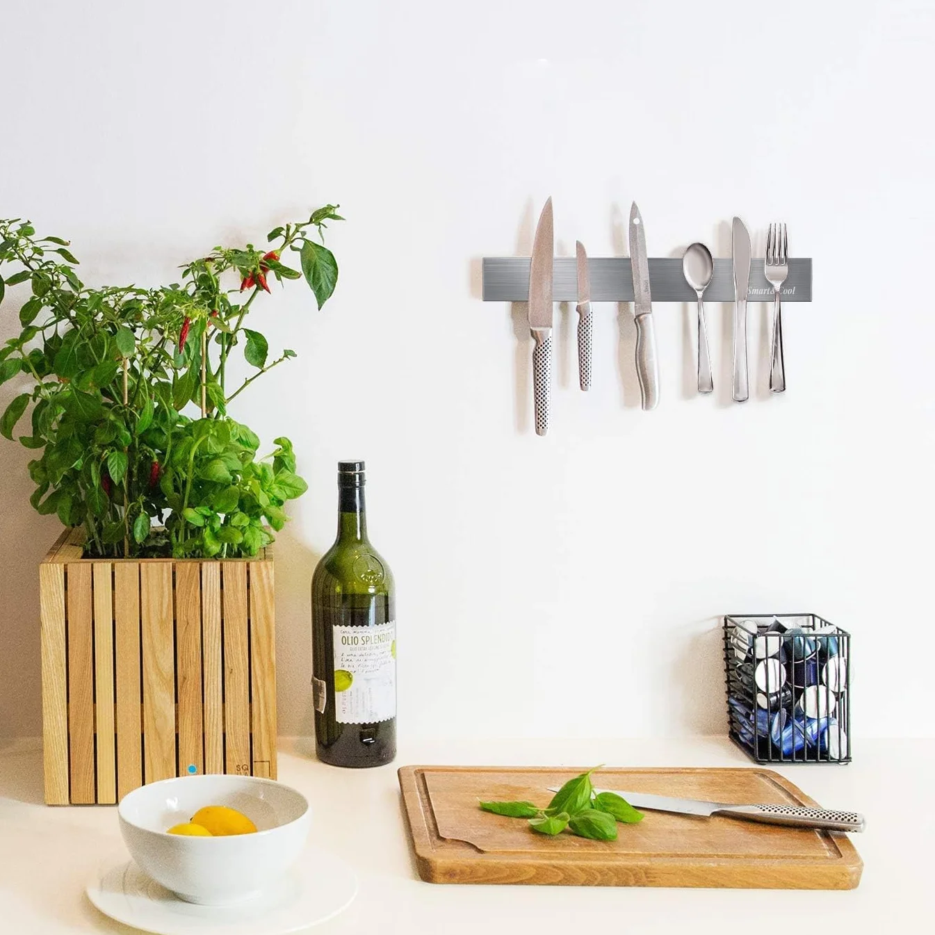 SMART&COOL Porta coltelli magnetico da parete, 25 cm, in acciaio inox, con magnete extra forte, per coltelli, utensili da cucina e utensili