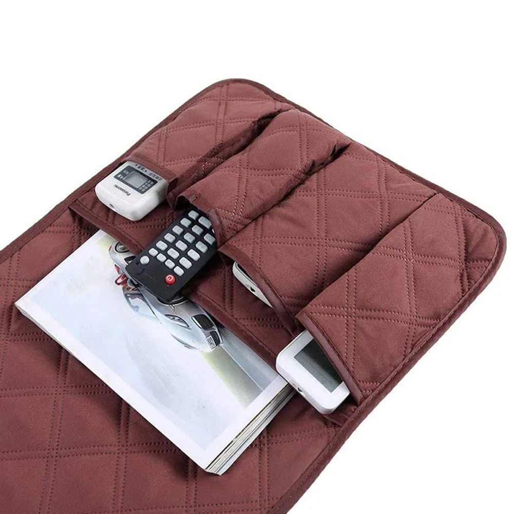 Organizer da appendere per bracciolo del divano, poltrona, con 5 tasche, antiscivolo, utilizzabile su entrambi i lati, per tablet, telefono, occhiali, libri, riviste, telecomando TV