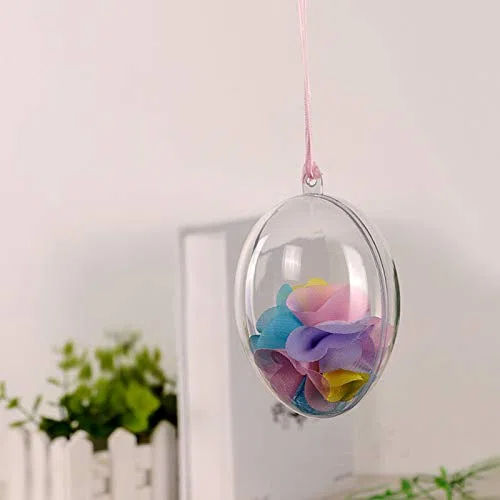 10 uova in plastica trasparente, da appendere, riempibili, decorazioni per feste e feste