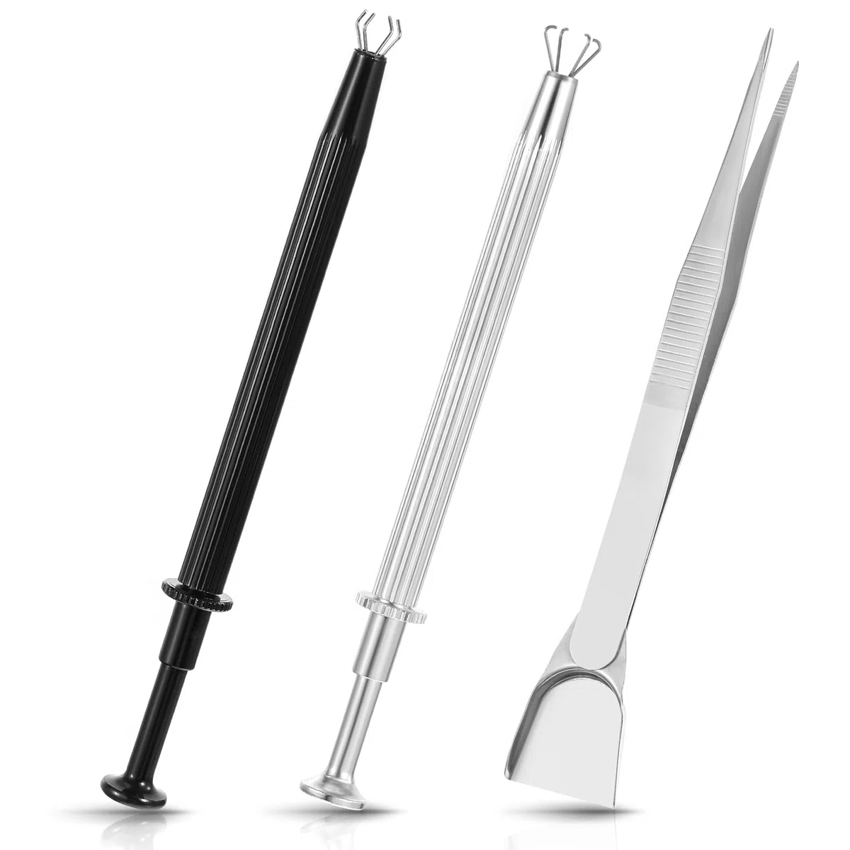 Nogeqi 3 pinze per piercing per sfere, piercing a sfera, ausilio per la sostituzione, pinza per piercing con 4 artigli, strumento per sfere, per gioielli, perle, orologi, pietra, diamanti