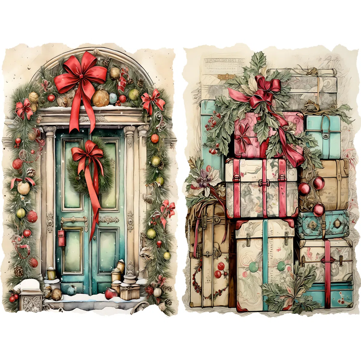 Carta di Riso Vintage per Natale, 20 x 26,5 cm (6 Fogli) – 6 Fogli per Decoupage per Collage, Media Mista, Creazione di Biglietti e Artigianato, Decoupage di Craft Kreatively