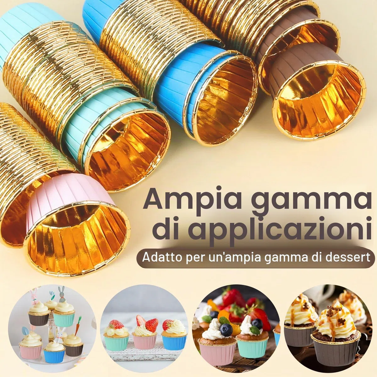 Pirottini per Muffin e Cupcake - 200 Pezzi in Alluminio e Carta - Stampi per Pasticceria e Dolci - Ideali per Feste