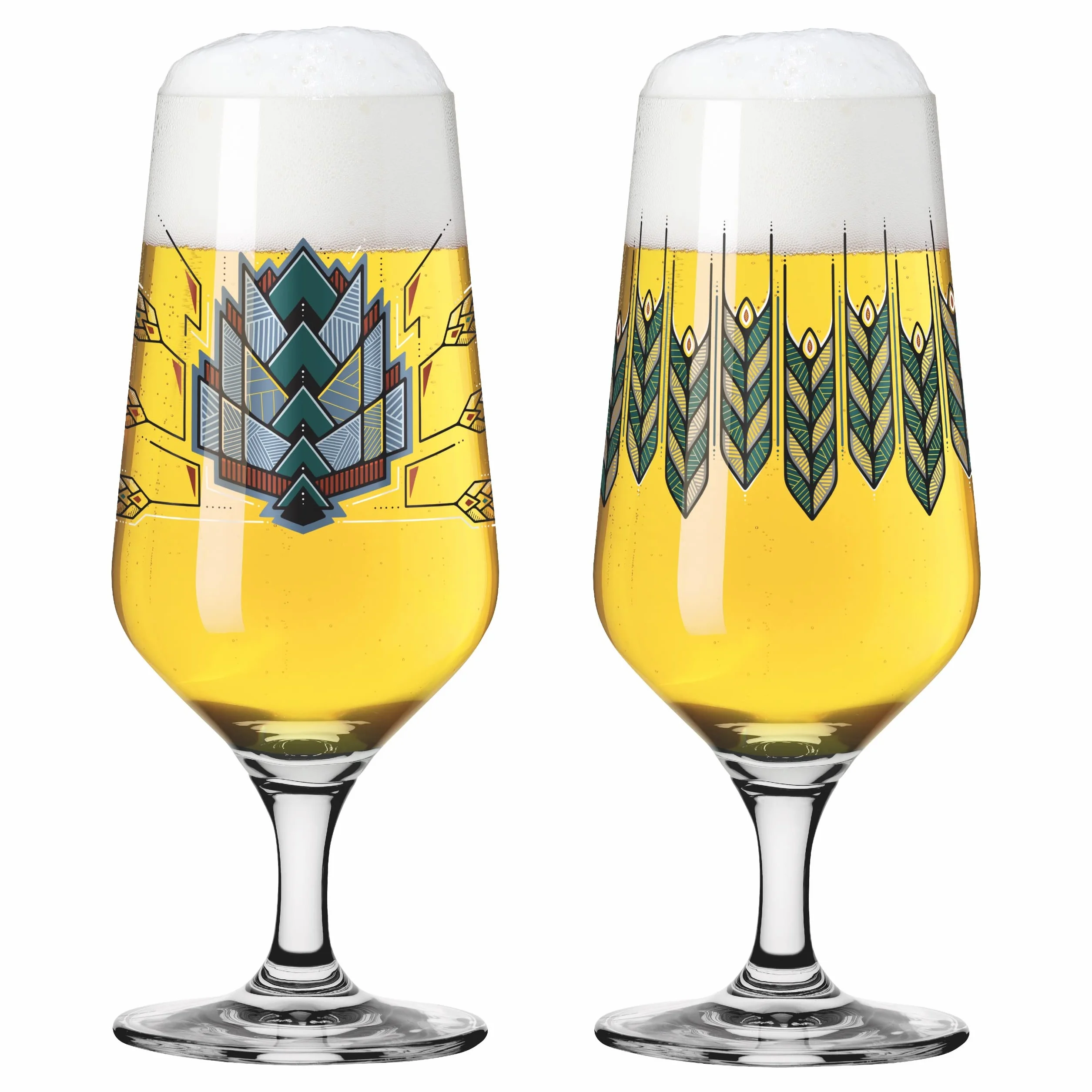 RITZENHOFF 6201001 - Set di 2 bicchieri da birra, 374 ml, con illustrazioni, multicolore Made in Germany