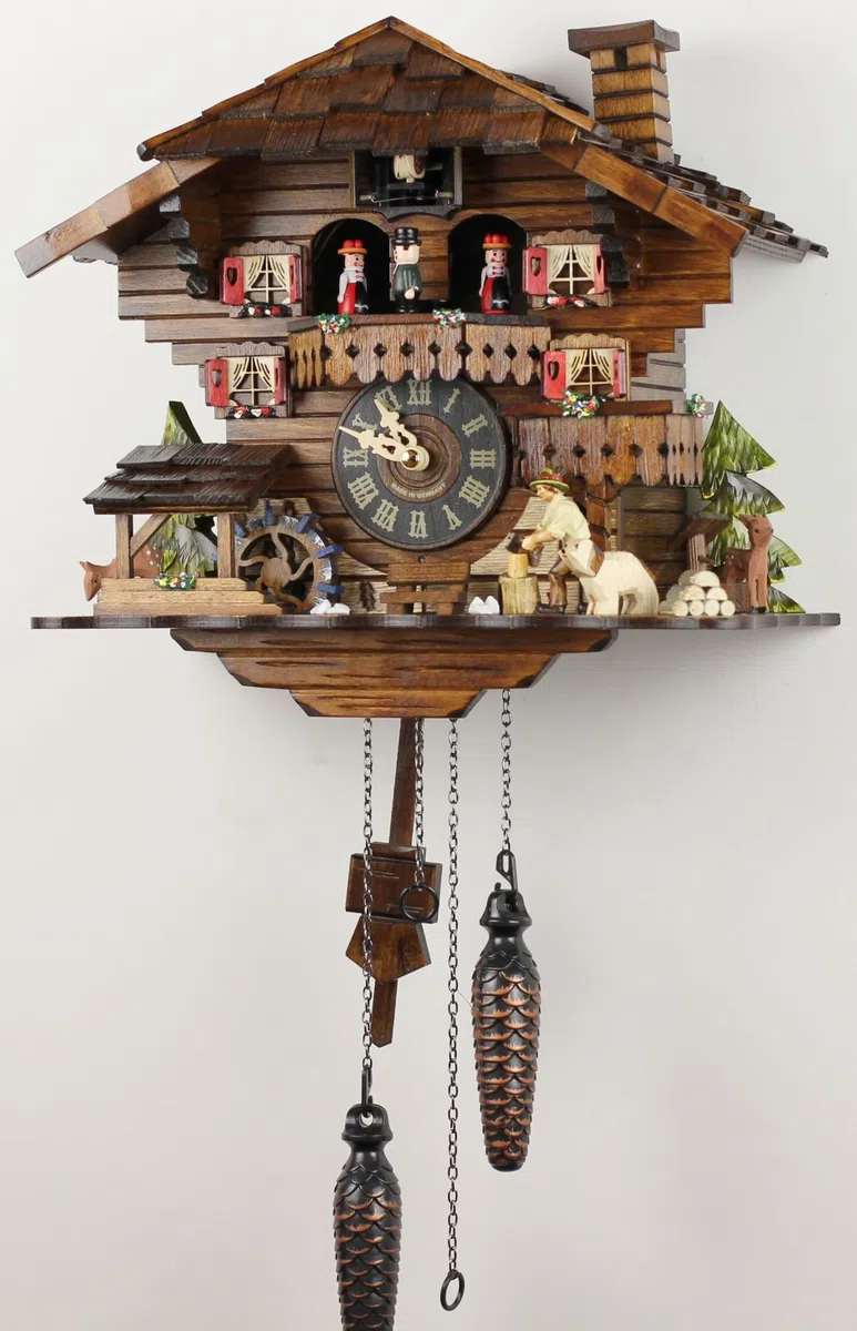 21438 - Orologio a cuculo, in vero legno, alimentato a batteria, 30 cm
