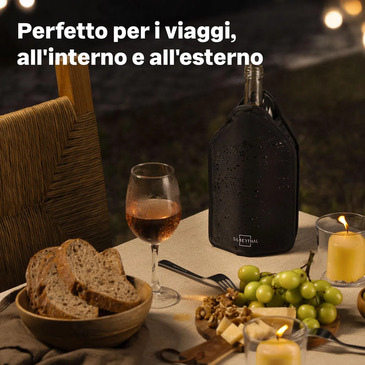 SILBERTHAL Refrigeratore per bottiglie vino - Elastico - Nero - Busta raffredda vino spumante frizzante e champagne