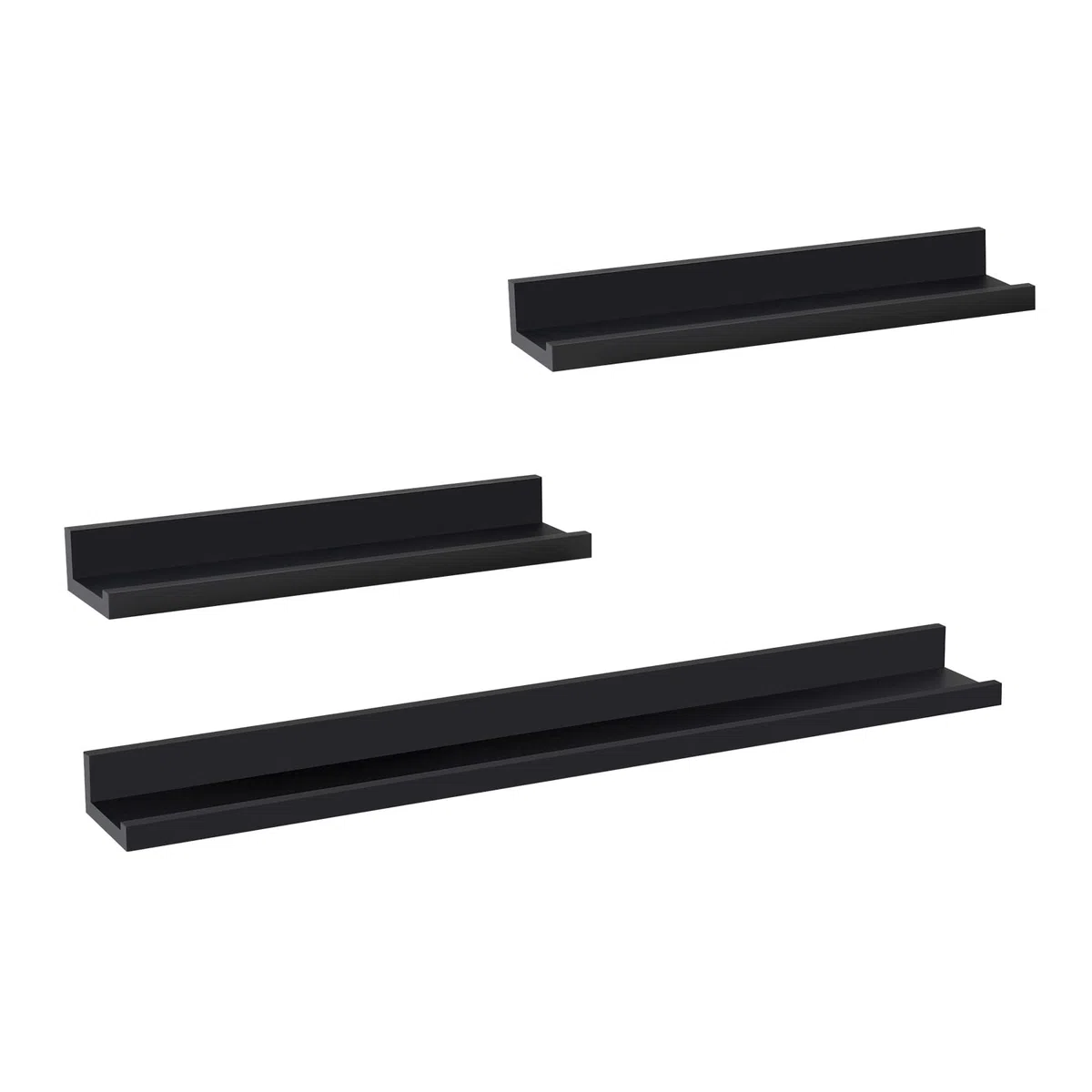 WOLTU Mensole da Muro Design Set di 3, Scaffale Galleggiante con Bordo, Decorazione Parete per Soggiorno Ufficio Camera da Letto Cucina, Nero
