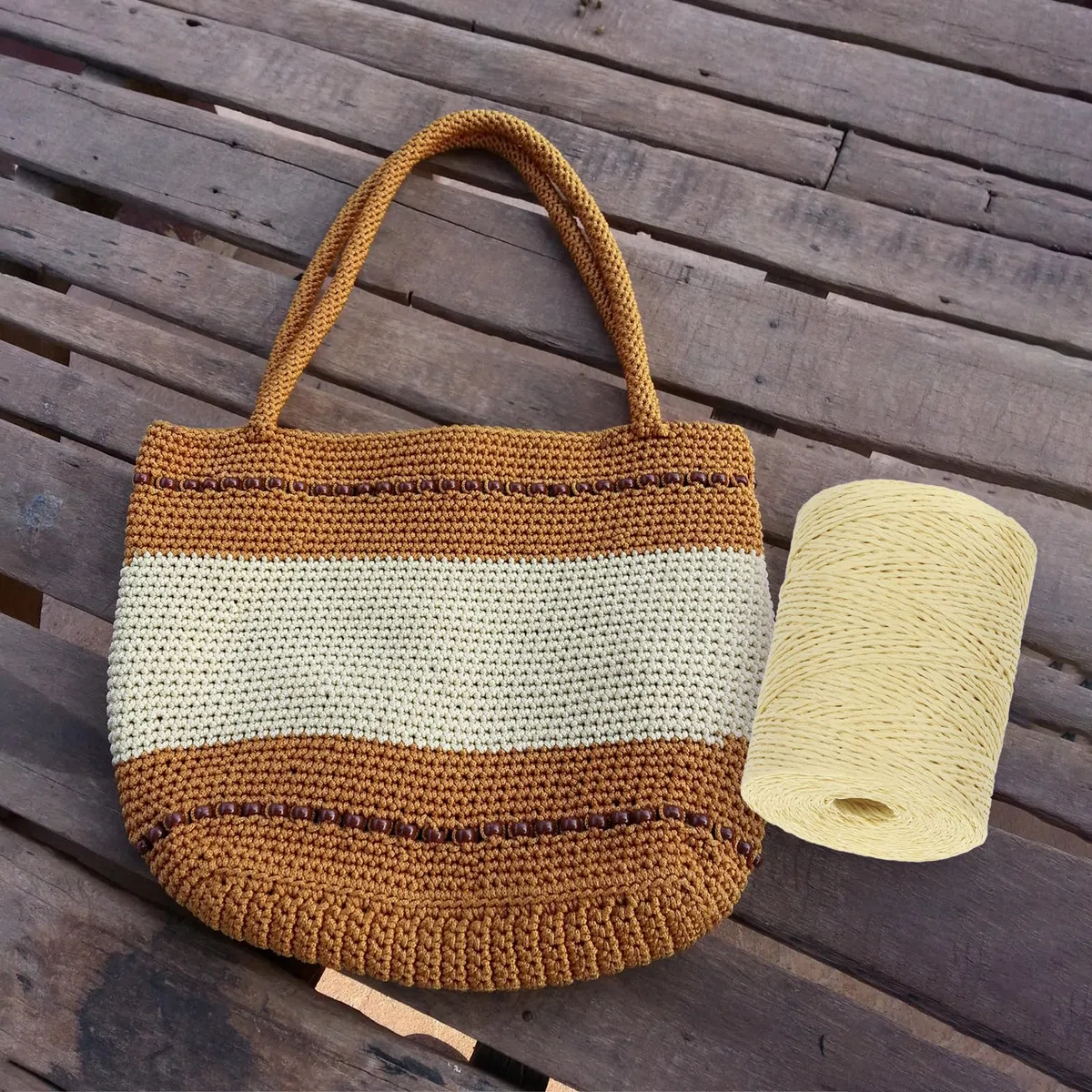 PATIKIL Filo Rafia Cotone Naturale 328 Iarde, Nastro Carta Rafia All'Uncinetto per Cappello da Sole Fai da Te Borsa da Spiaggia Uncinetto Avvolgimento Filati Maglia, Bianco Latte