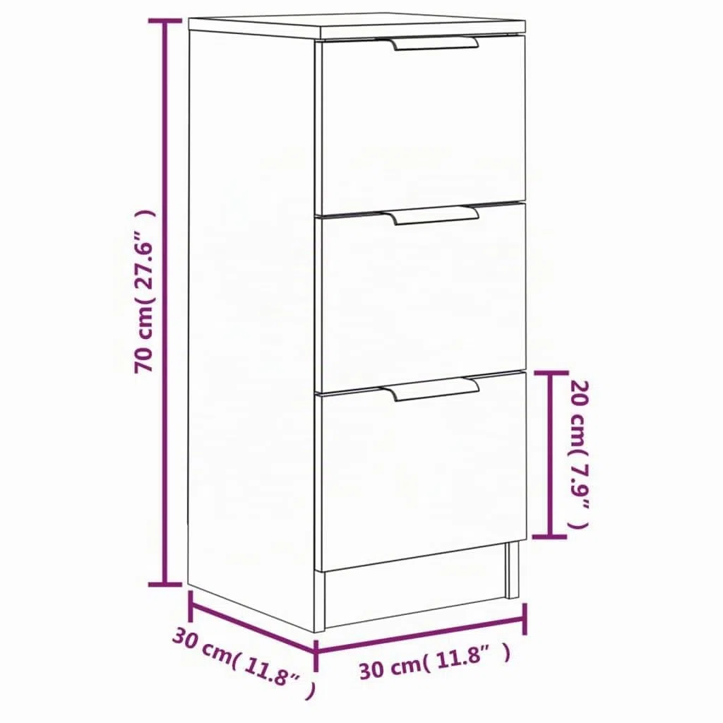 vidaXL Credenza Rovere Sonoma 30x30x70 cm in Legno Multistrato