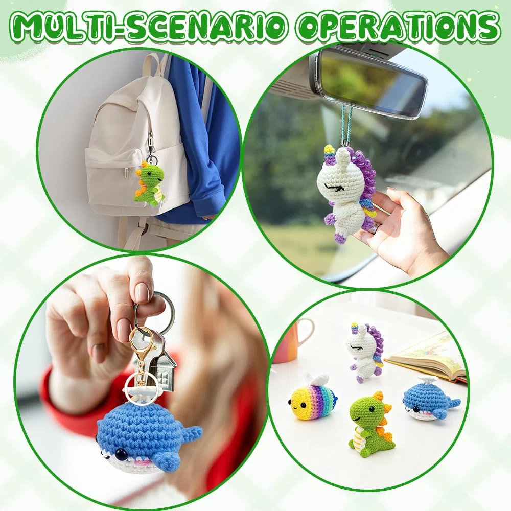 Gobesty Kit Uncinetto Principianti, Carino Uncinetto Set con Accessori, DIY Crochet Kit per Adulti e Bambini, Ideale Come Regalo, Hobby Creativi Adulti (Api/Dinosauri/Balene/Unicorni)
