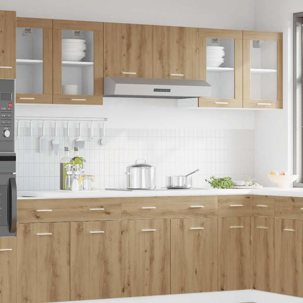 vidaXL Pensile Vetro “Lyon” Rovere Artigianale 40x31x60 cm