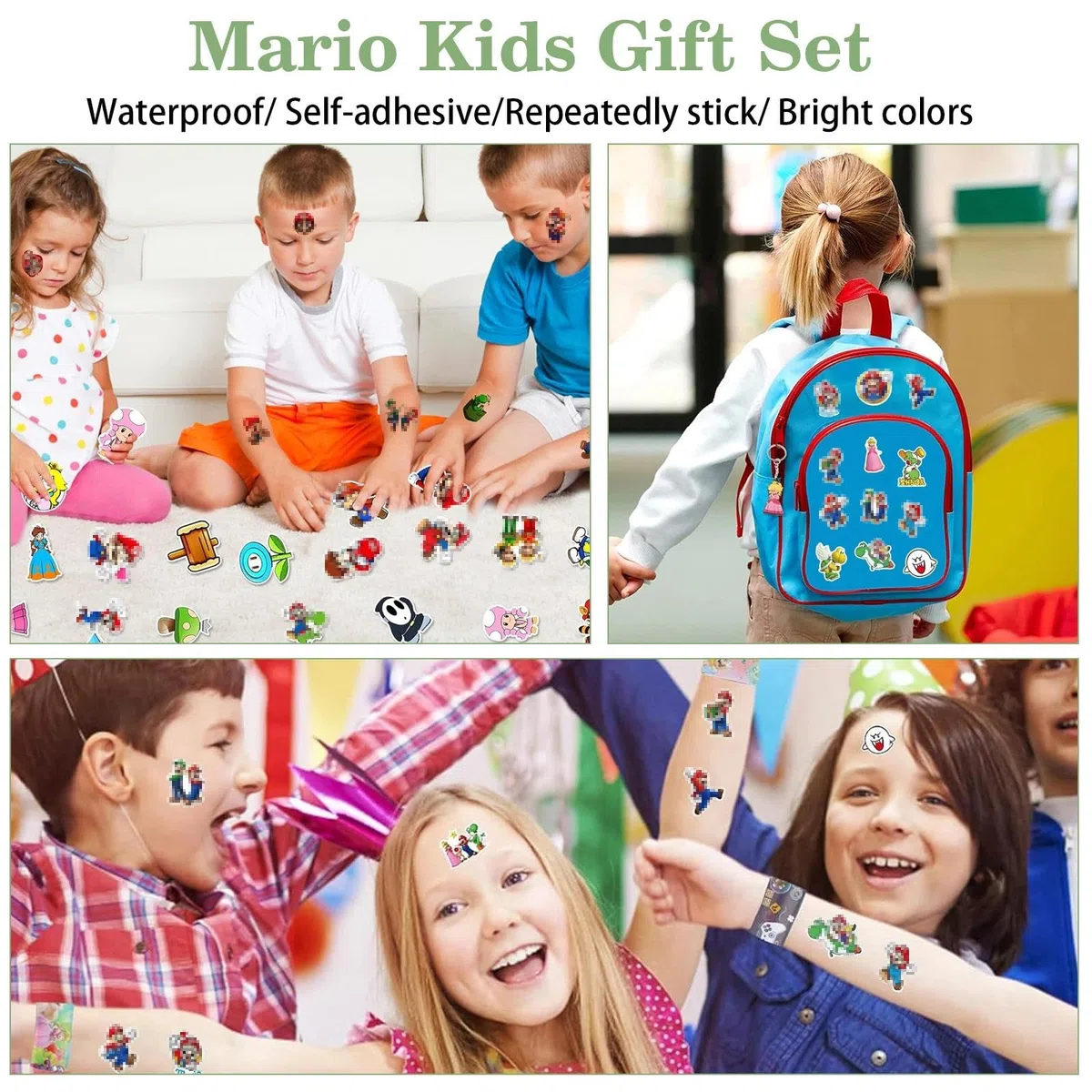 98 Pezzi Kit Compleanno Tema dei Cartoni Animati, Includere 12 Portachiavi Bambini 50 Stickers Bambini 16 Braccialetto dei Cartoni Animati 20 Sacchetti Regalo, Pieno di infantilismo