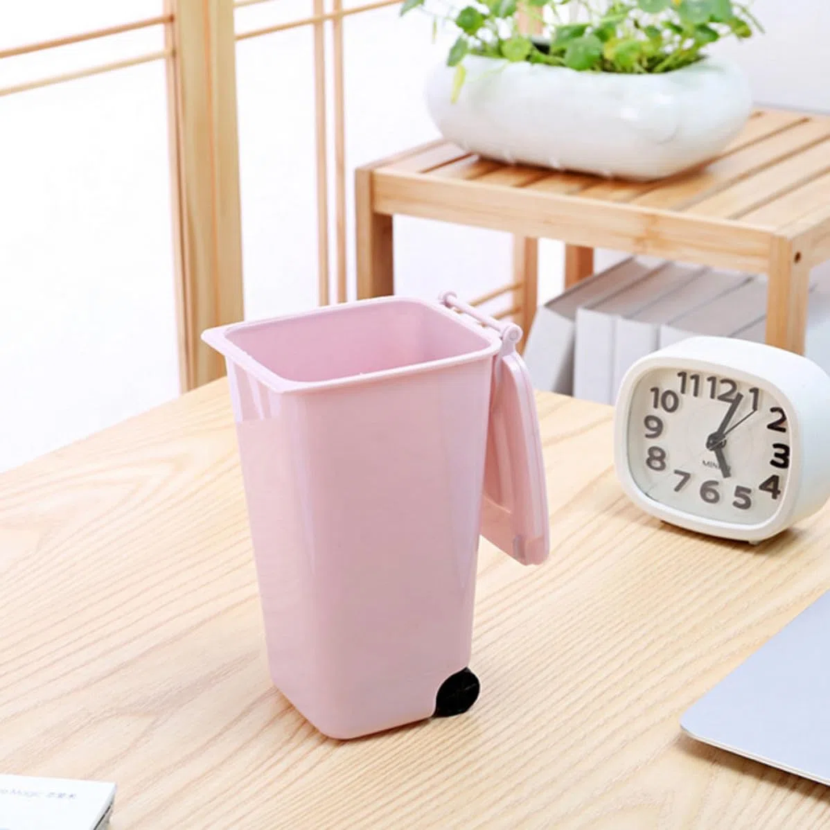 Contenitori per Rifiuti da Scrivania in Plastica Set 4 Pezzi Design a Conchiglia, Mini Secchi per Spazzatura Colore Casuale per Camere e Ambienti Interni