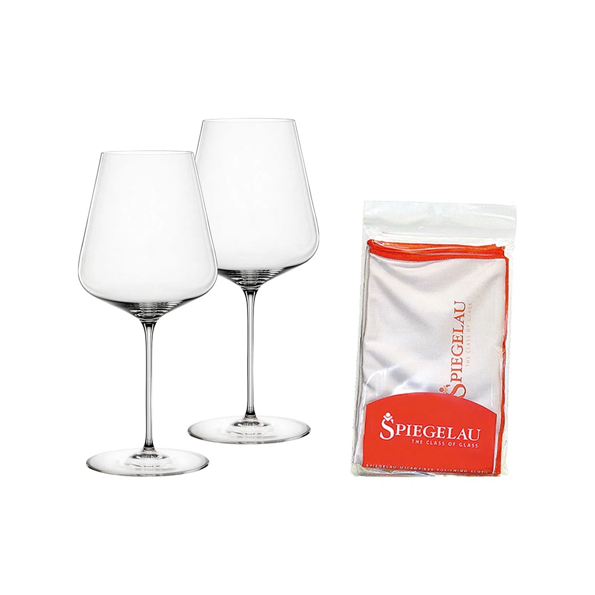 Spiegelau & Nachtmann - Set di 2 calici con panno per lucidatura, vetro cristallo, Definition (bicchieri da bordeaux)