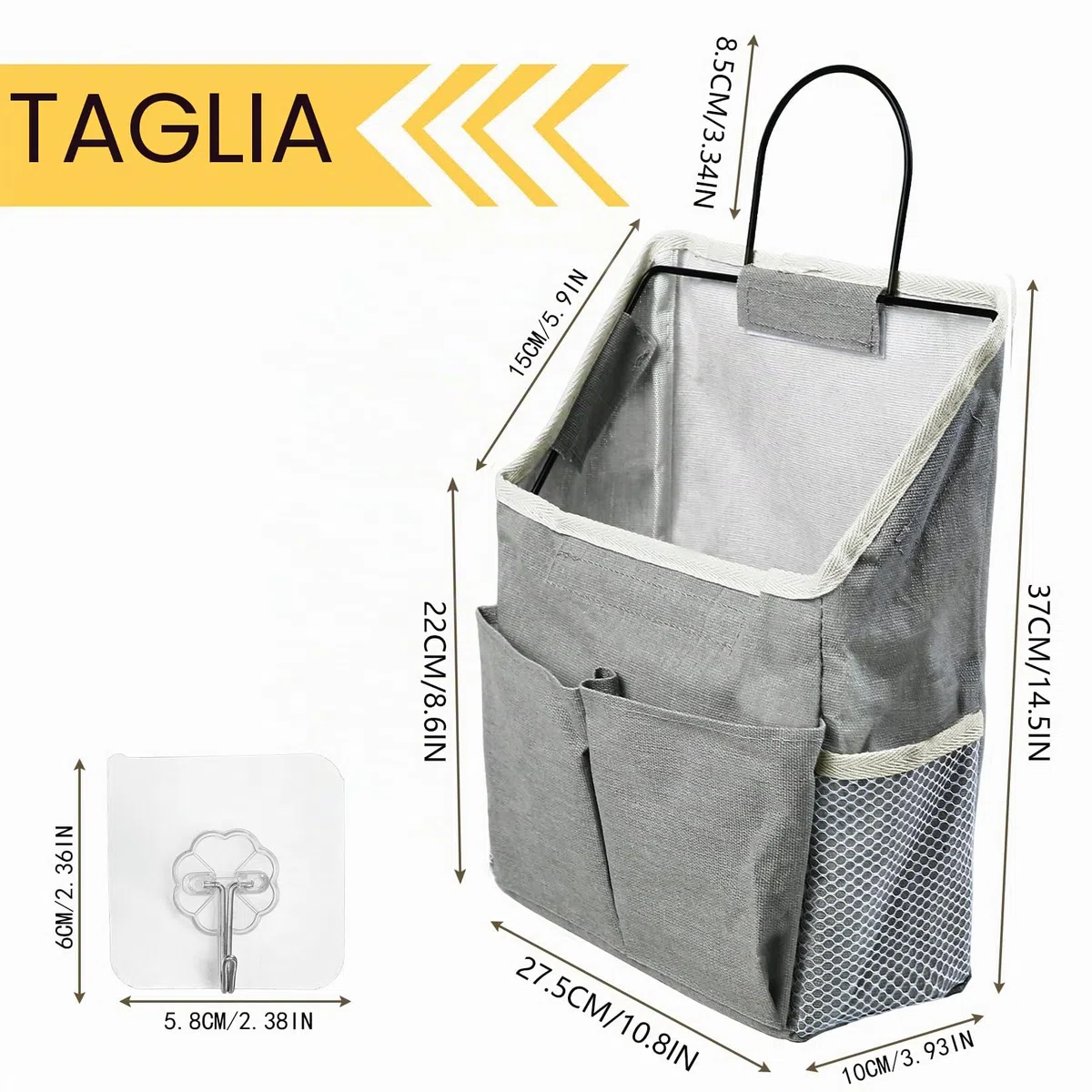 Organizer da Parete, 2 Pezzi, con Tasche per Bagno e Cucina