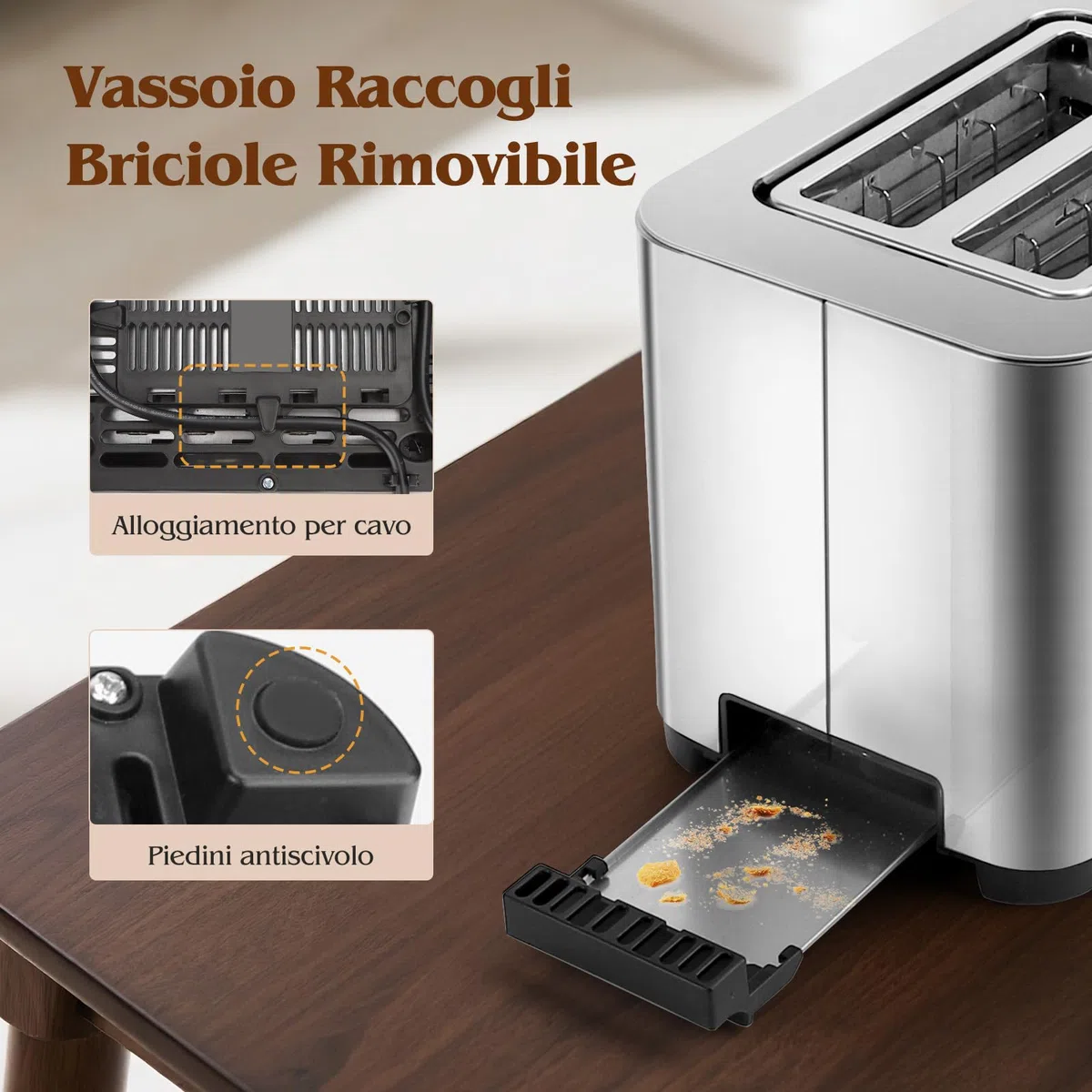 Aigostar Tostapane 2 Fette, LED Touchscreen, Fessure Extra Larghe da 4cm e Centratura Automatica, Tostapane con 6 Livelli di Tostatura, Funzioni di Riscaldamento/Scongelamento/Stop, 850W, Acciaio Inox
