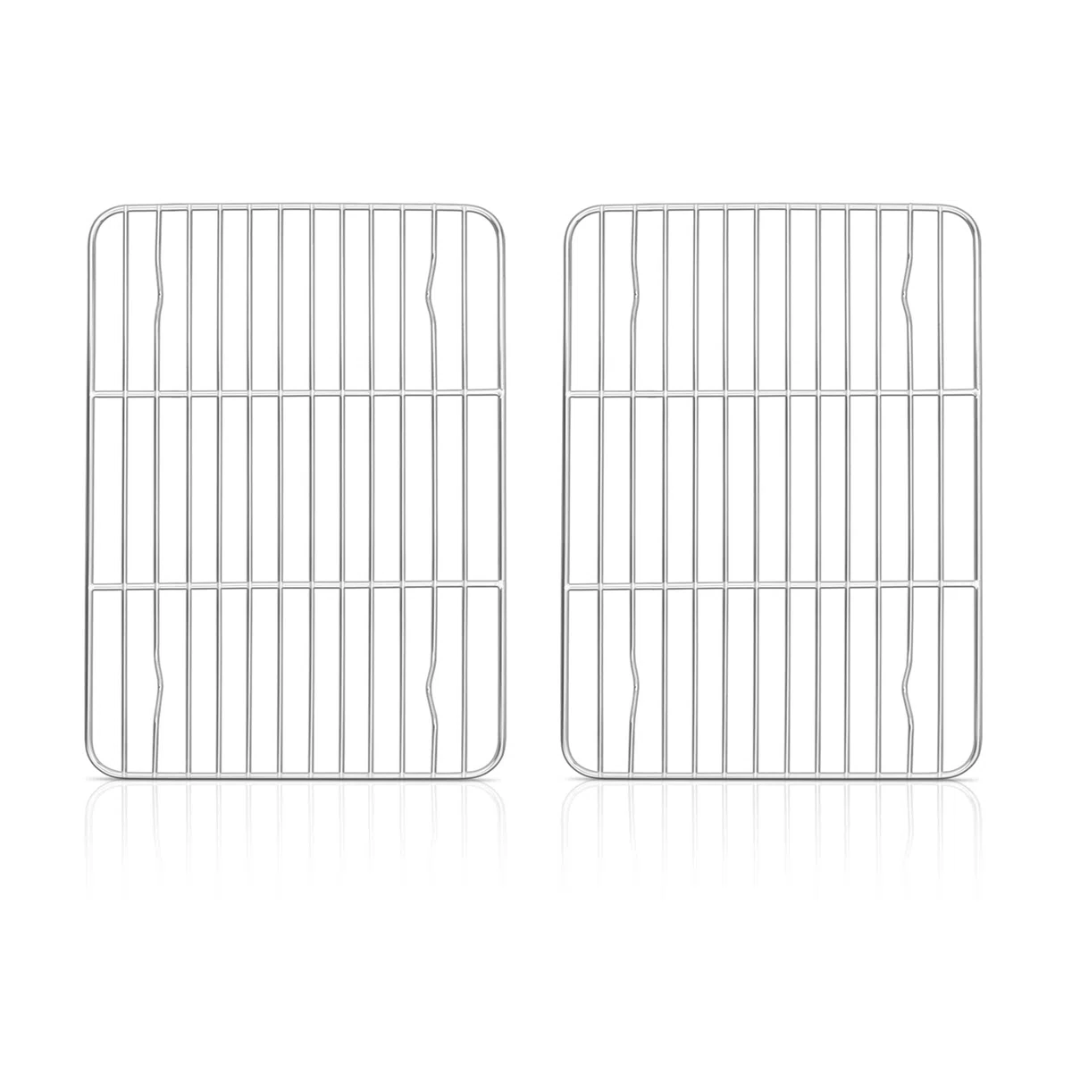 Herogo - Set di 2 griglie di raffreddamento in filo di acciaio inossidabile, per arrostire e raffreddare, 22 x 16 x 1,5 cm, piccola mensola rettangolare per forno per torte, biscotti, pane, adatta al