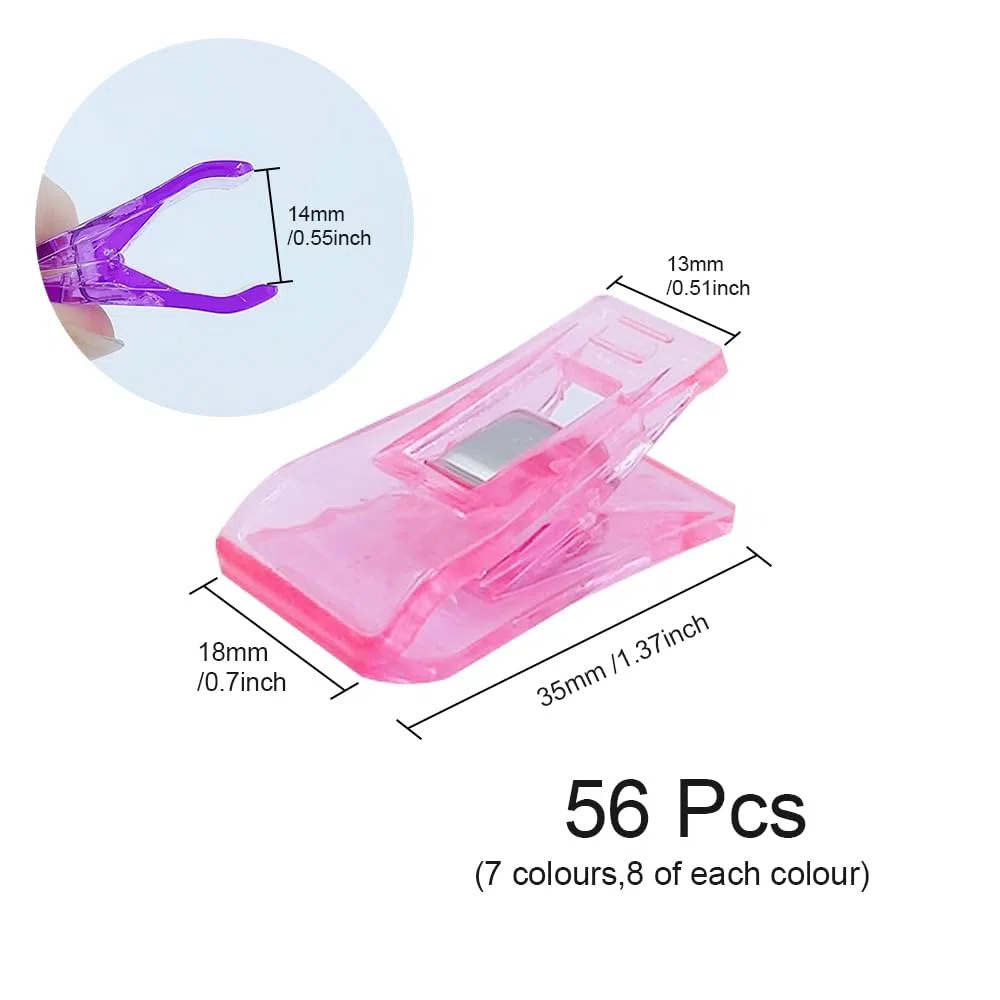 UMCHU 56 Pezzi Clip per Cucire Multifunzionali,Clip per Cucire,Clip per ascia,Clip per Cucire Morsetti per Cucito,per tessuto, rilegatura e lavori artigianali(7 colori)