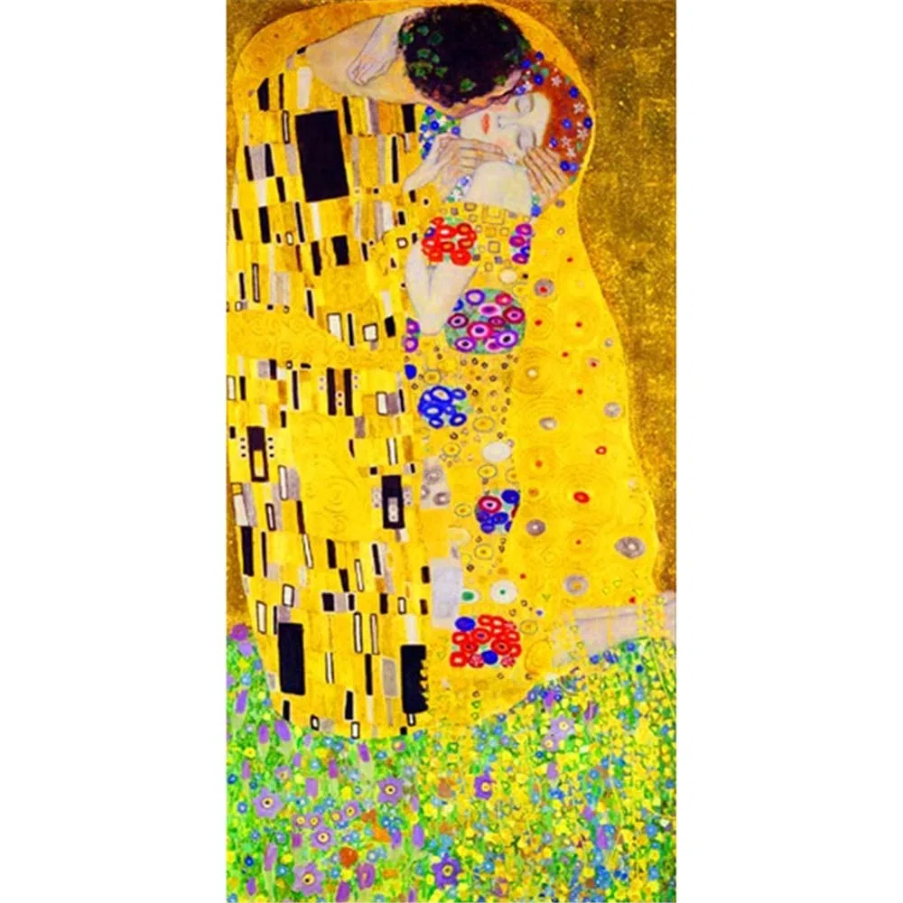 Jayogo Diamond Painting 5D, Diamond Painting Kit Completo Il bacio di Gustav Klimt, di Strass Ricamo Artigianato per Adulti, per cameretta da letto del soggiorno 40x80cm