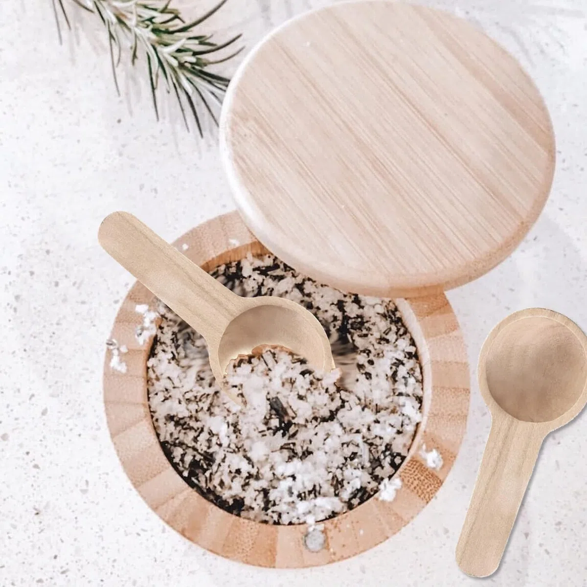 YXHZVON 20 Pezzi Mini Cucchiai di Legno Rotondi Piccoli per Sale, Spezie, Condiment, Marmellata, Zucchero, Caffè, Tè (6,8 x 2,4)